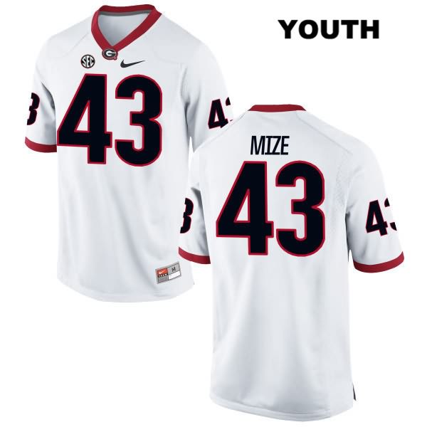 Georgia Bulldogs Youth Isaac Mize #43 NCAA Authentic White Nike Stitched College Football Jersey RXQ8356FD